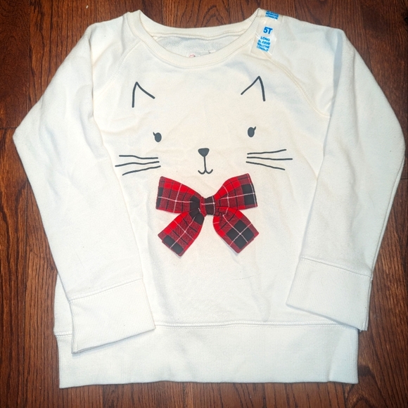Children's Place Size 5T Cat with Bow Sweatshirt NWT - Picture 1 of 5